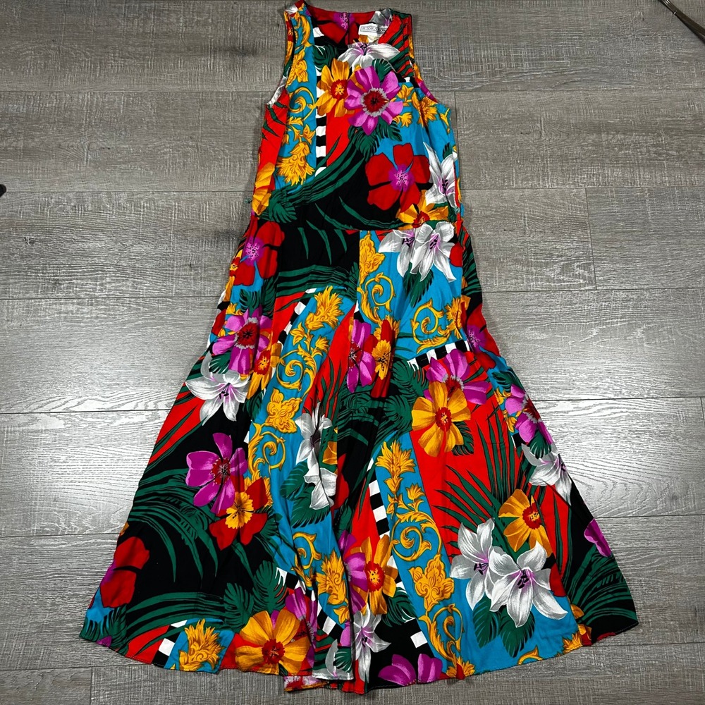 Jessica Howard Vintage Floral Baroque Sleeveless Maxi Dress Multicolor‎ Size 10